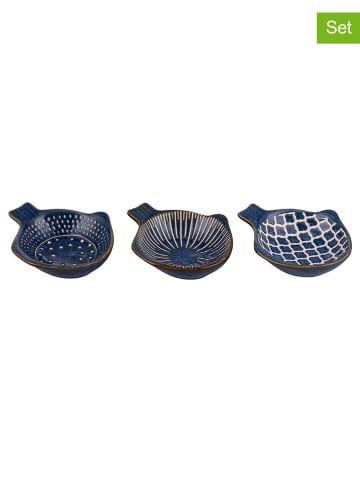 Villa d´Este 3-delige set: kommen "Fish" donkerblauw - Ø 10 cm