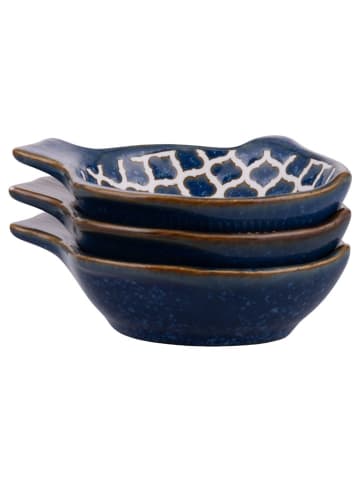 Villa d´Este 3-delige set: kommen "Fish" donkerblauw - Ø 10 cm