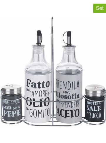 Villa d´Este 5-delige menageset "Idee" grijs/wit/zwart