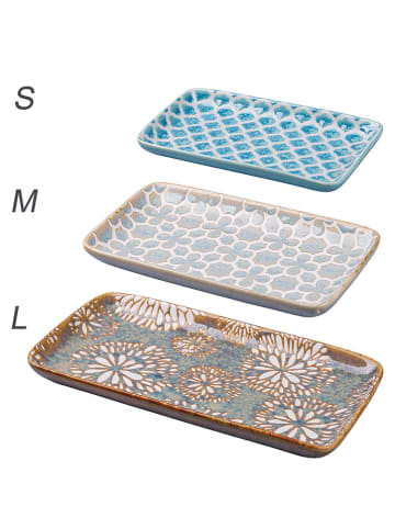 Villa d´Este 3-delige set: dienbladen turquoise/grijs/bruin
