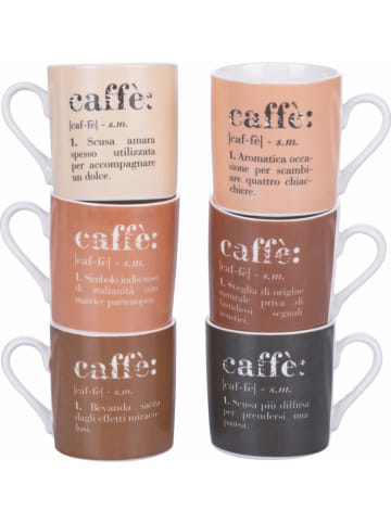 Villa d´Este Filiżanki (6 szt.) "Victionary" w kolorze beżowo-brązowym do espresso - 90 ml