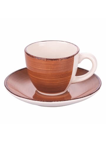 Villa d´Este 6-delige set: koffiekoppen "Baita" beige/bruin - 90 ml