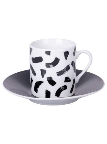 Villa d´Este 6-delige set: koffiekoppen "The Black Mood" zwart/wit - 90 ml