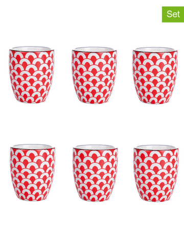 Villa d´Este Kubki (6 szt.) "Confusion" w kolorze czerwonym do kawy - 90 ml