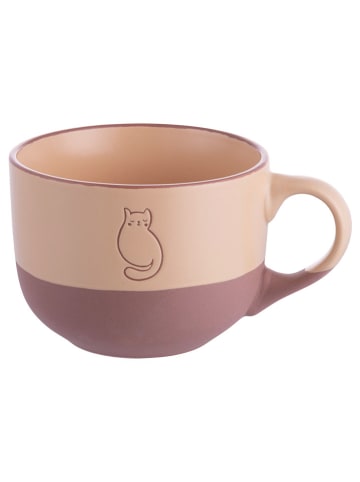 Villa d´Este 2-delige set: mokken "Mocha Miao" beige/bruin - 490 ml