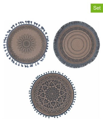 Villa d´Este 6er-Set: Tischsets in Grau/ Beige - Ø 38 cm