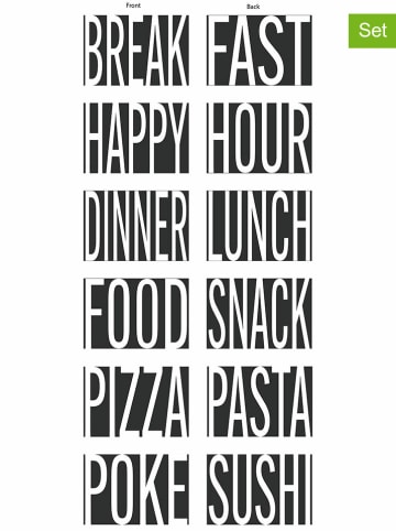 Villa d´Este 6-delige set: placemats "Big Is More" zwart/wit - (L)45 x (B)30 cm