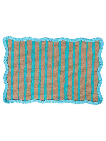 Villa d´Este 6-delige set: placemats "Wavy Ocean" blauw/lichtbruin - (L)29 x (B)43,5 cm