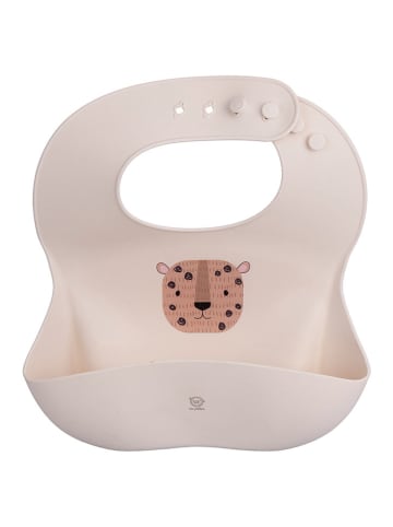 Villa d´Este Silikonowy śliniaczek "Leopard" w kolorze kremowym - 25,5 x 14 cm