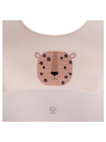 Villa d´Este Silikonowy śliniaczek "Leopard" w kolorze kremowym - 25,5 x 14 cm