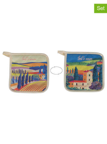 Villa d´Este 2er-Set: Topflappen "Thats Love" in Bunt - (L)20 x (B)20 cm