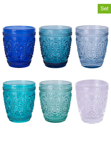 Villa d´Este 6-delige set: glazen "Imperial" blauw/transparant - 300 ml