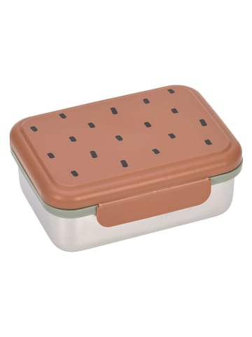 Lässig Lunchbox "Happy Prints" in Hellbraun/ Silber - (L)17 x (B)13 x (H)6 cm