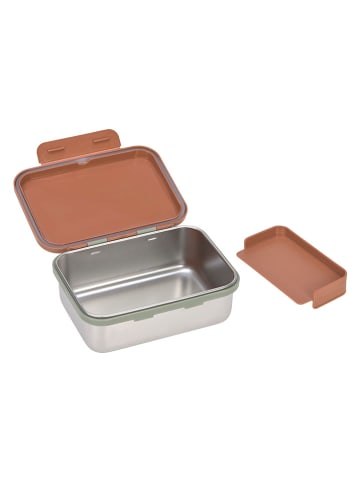 Lässig Lunchbox "Happy Prints" in Hellbraun/ Silber - (L)17 x (B)13 x (H)6 cm