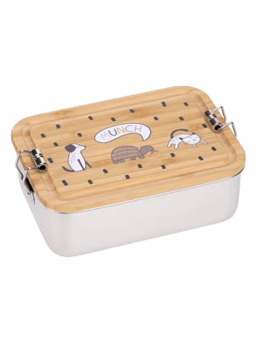 Lässig Lunchbox ''Happy Prints'' in Silber/ Beige - (B)18 x (H)6 x (T)12 cm