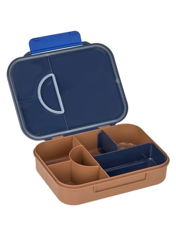 Lässig Lunchbox "Little Gang - Smile" in Dunkelblau/ Hellbraun - (B)21 x (H)5 x (T)17 cm