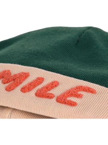Lässig Wollbeanie in Grün/ Orange