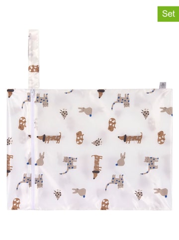 Lässig 2er-Set: Wickeltaschen "Little Mateys" in Weiß - (L)29 x (B)40 cm