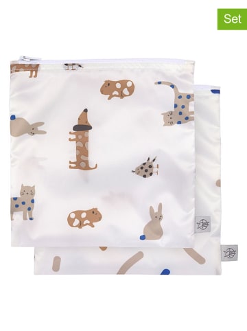 Lässig 2er-Set: Snacktaschen "Little Mateys" in Weiß - (L)17 x (B)18 cm