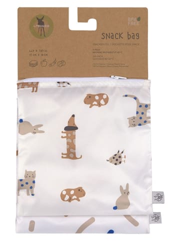 Lässig 2er-Set: Snacktaschen "Little Mateys" in Weiß - (L)17 x (B)18 cm
