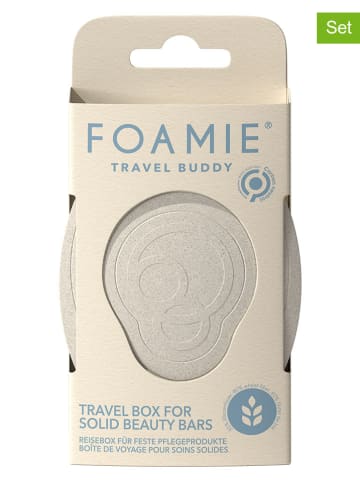 Foamie 4er-Set: Reise-Seifenschale "Travel Buddy" in Beige/ Blau
