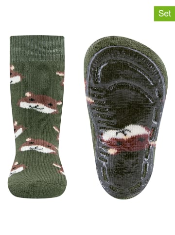 ewers 2er-Set: ABS-Socken "SoftStep Hamster" in Dunkelgrün