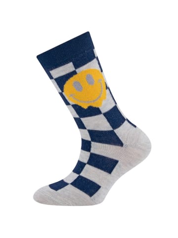 ewers 2er-Set: Socken "Karo/ Smile" in Dunkelblau/ Creme