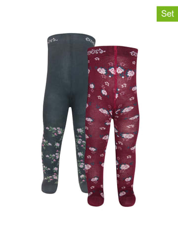 ewers 2er-Set: Strumpfhosen in Anthrazit/ Rot