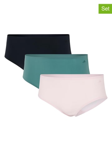 adidas 3er-Set: Pantys in Schwarz/ Grün/ Rosa