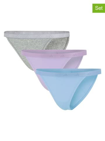 adidas 3er-Set: Slips in Lila/ Hellblau/ Grau