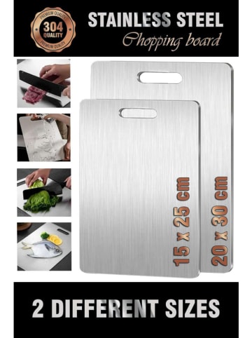 Hermia 2-delige set: roestvrijstalen snijplanken