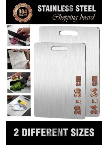 Hermia 2-delige set: roestvrijstalen snijplanken