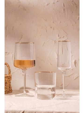 Hermia 4-delige set: glazen goudkleurig - 350 ml