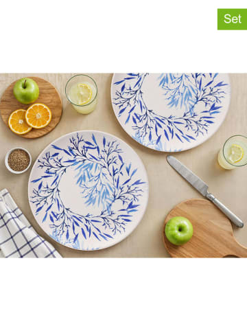 Hermia 6er-Set: Speiseteller in Weiß/ Blau - Ø 25,5 cm