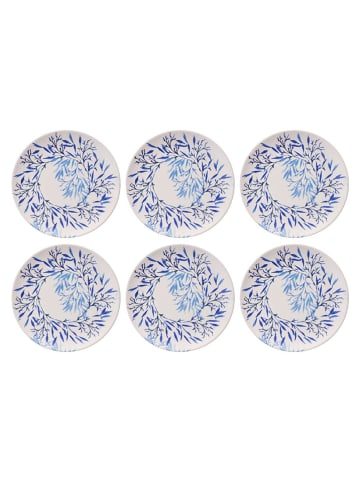 Hermia 6-delige set: dinerborden wit/blauw - Ø 25,5 cm