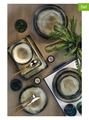 Hermia 26-delig combiservies donkerblauw/lichtbruin