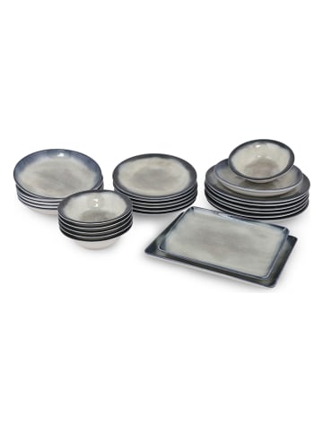 Hermia 26-delig combiservies donkerblauw/lichtbruin