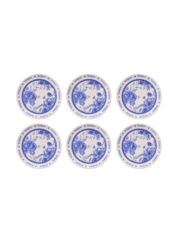 Hermia 6-delige set: dinerborden wit/blauw - Ø 25,5 cm