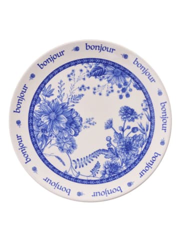 Hermia 6-delige set: dinerborden wit/blauw - Ø 25,5 cm