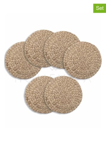 Hermia 6-delige set: placemats lichtbruin - Ø 35 cm