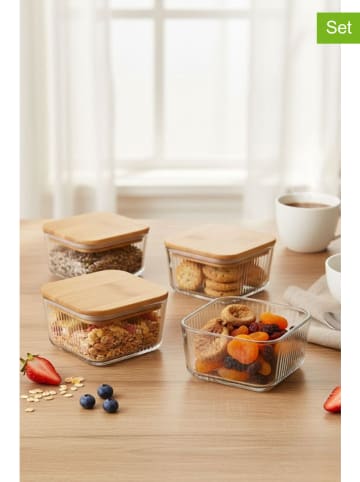 Hermia 4-delige set: voorraadpotten beige - 300 ml