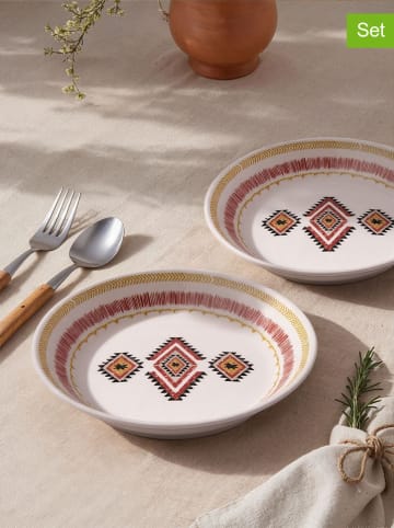 Hermia 6-delige set: soepborden crème/rood - Ø 21 cm