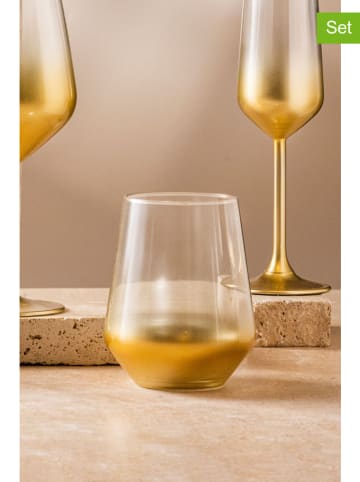 Hermia 4-delige set: glazen goudkleurig - 425 ml