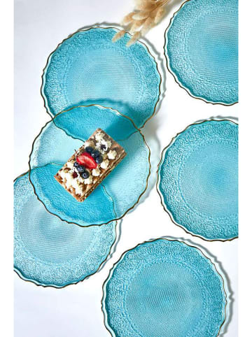 Hermia 6-delige set: dessertborden turquoise - Ø 21 cm