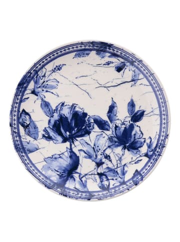 Hermia 6-delige set: dinerborden wit/donkerblauw - Ø 25,5 cm