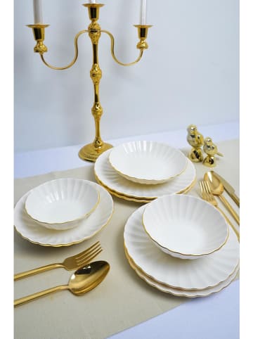 Hermia 24-delig combiservies wit/goudkleurig