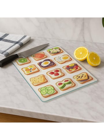 Hermia Schneidebrett in Creme/ Grün - (L)30 x (B)20 cm