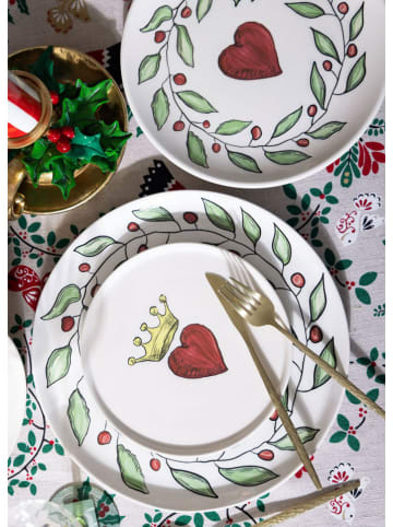 Hermia 6-delige set: dessertborden wit/rood - Ø 19 cm