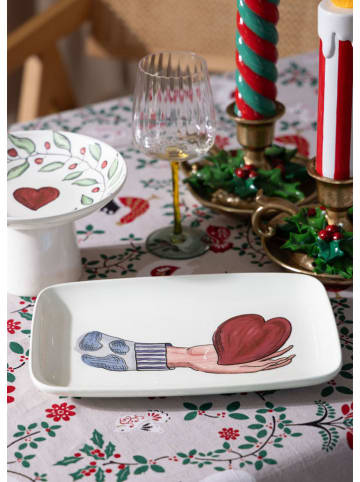 Hermia Serveerplateau wit/rood - (L)33 x (B)21 cm