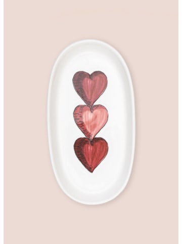 Hermia 4er-Set: Servierplatten in Weiß/ Rot - (L)21 x (B)12 cm